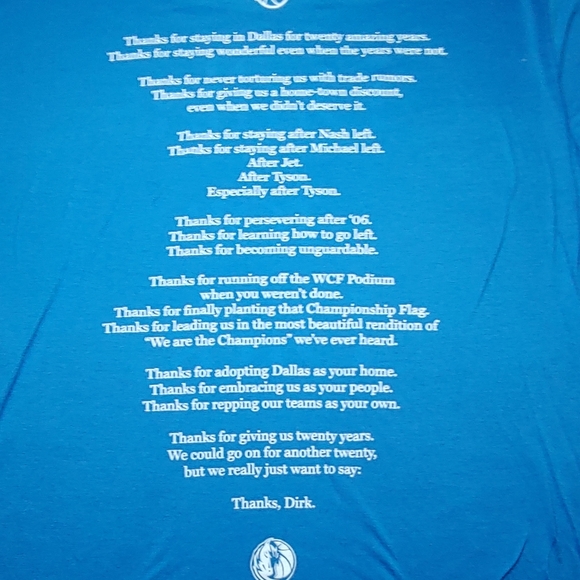 Dallas for Dirk Special Edition Appreciation Tee 4.10.18 XL - Picture 9 of 11